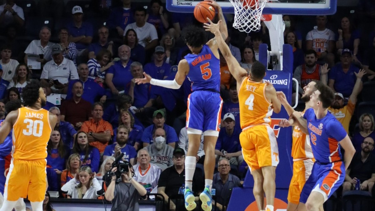 Florida Gators wing Will Richard attacks the basket in an upset victory over No. 2 Tennessee.