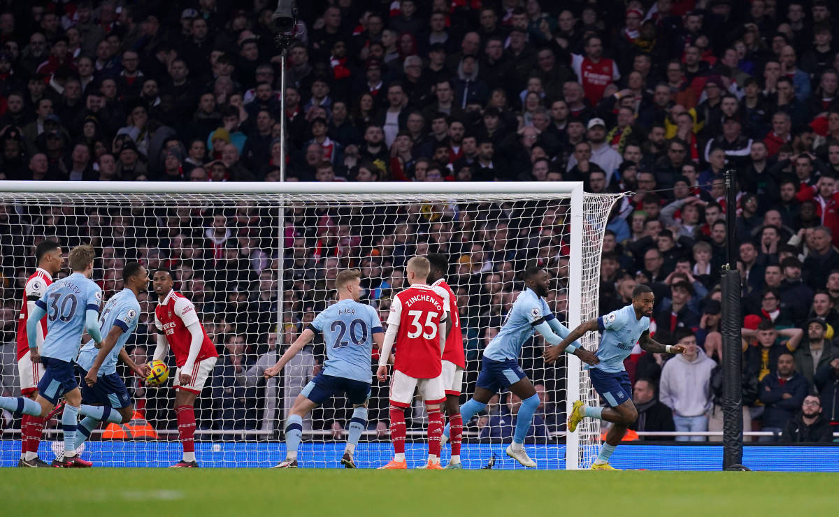 Ivan Toney pictured (right) after scoring for Brentford against Arsenal in February 2023