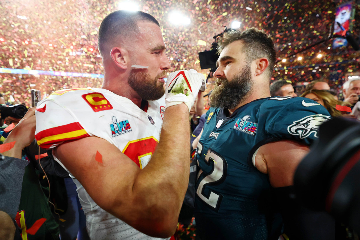 Jason, Travis Kelce get emotional discussing meeting with mother