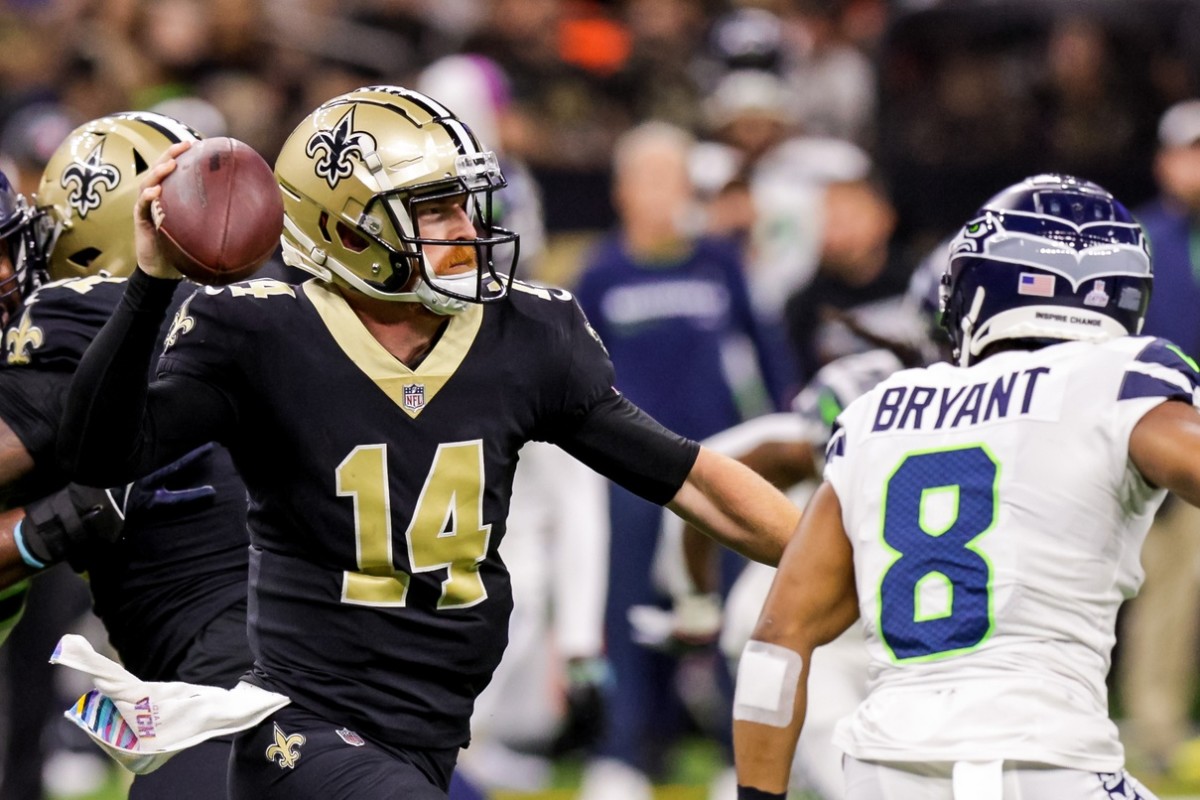 Quarterback Andy Dalton of the New Orleans Saints passes during the