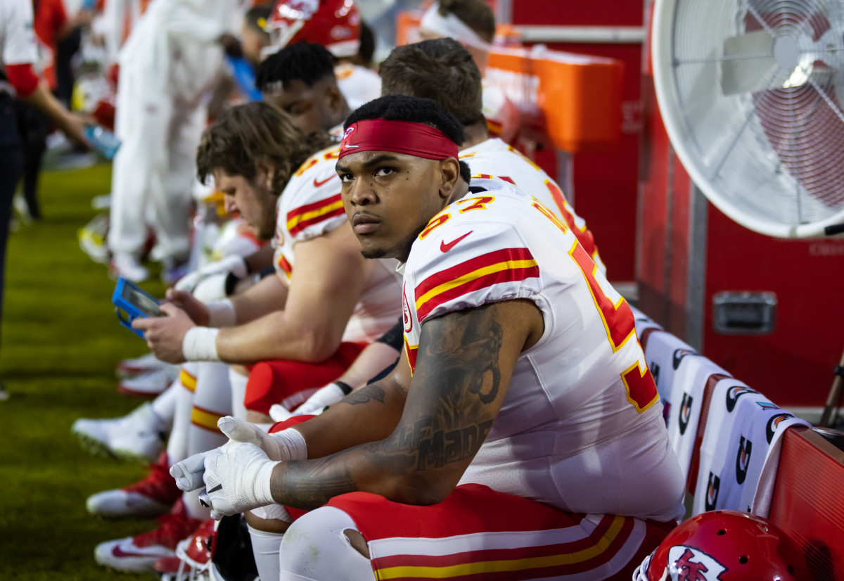 Chiefs Offensive Linemen Outfits Going Viral At Super Bowl Parade