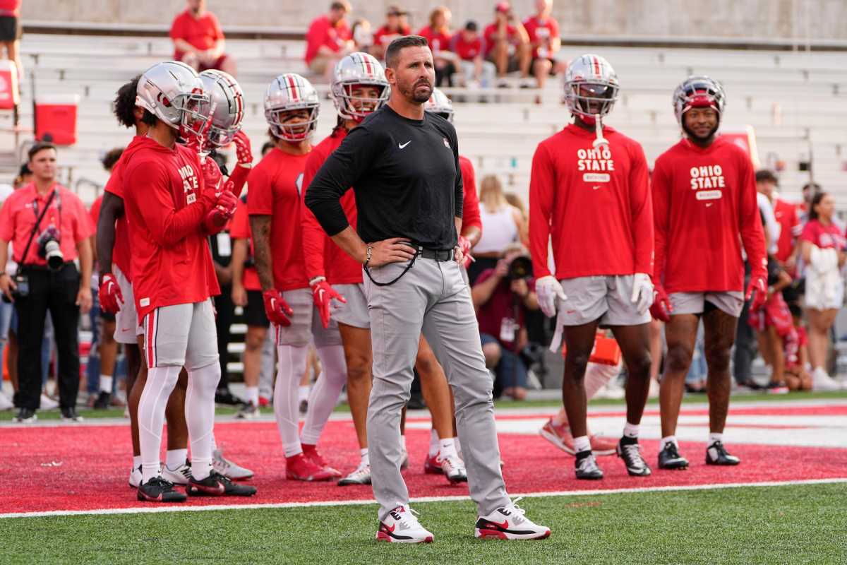 Ohio State football coach Ryan Day on Western Kentucky, offensive line