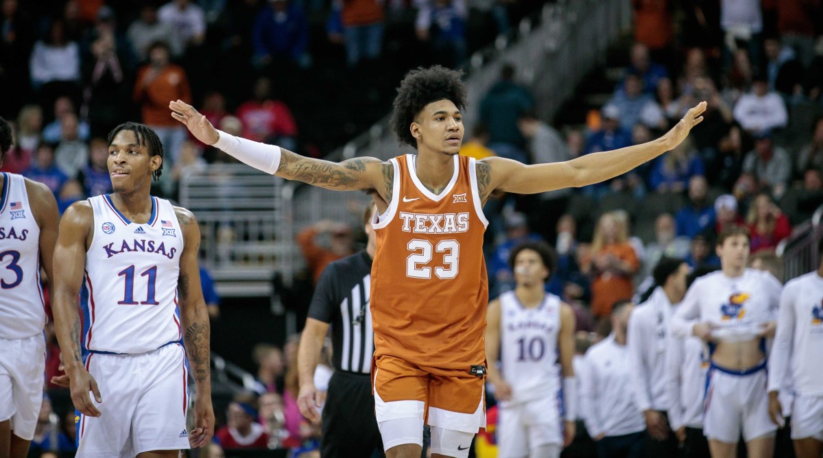 Texas celebrating a win over Kansas.