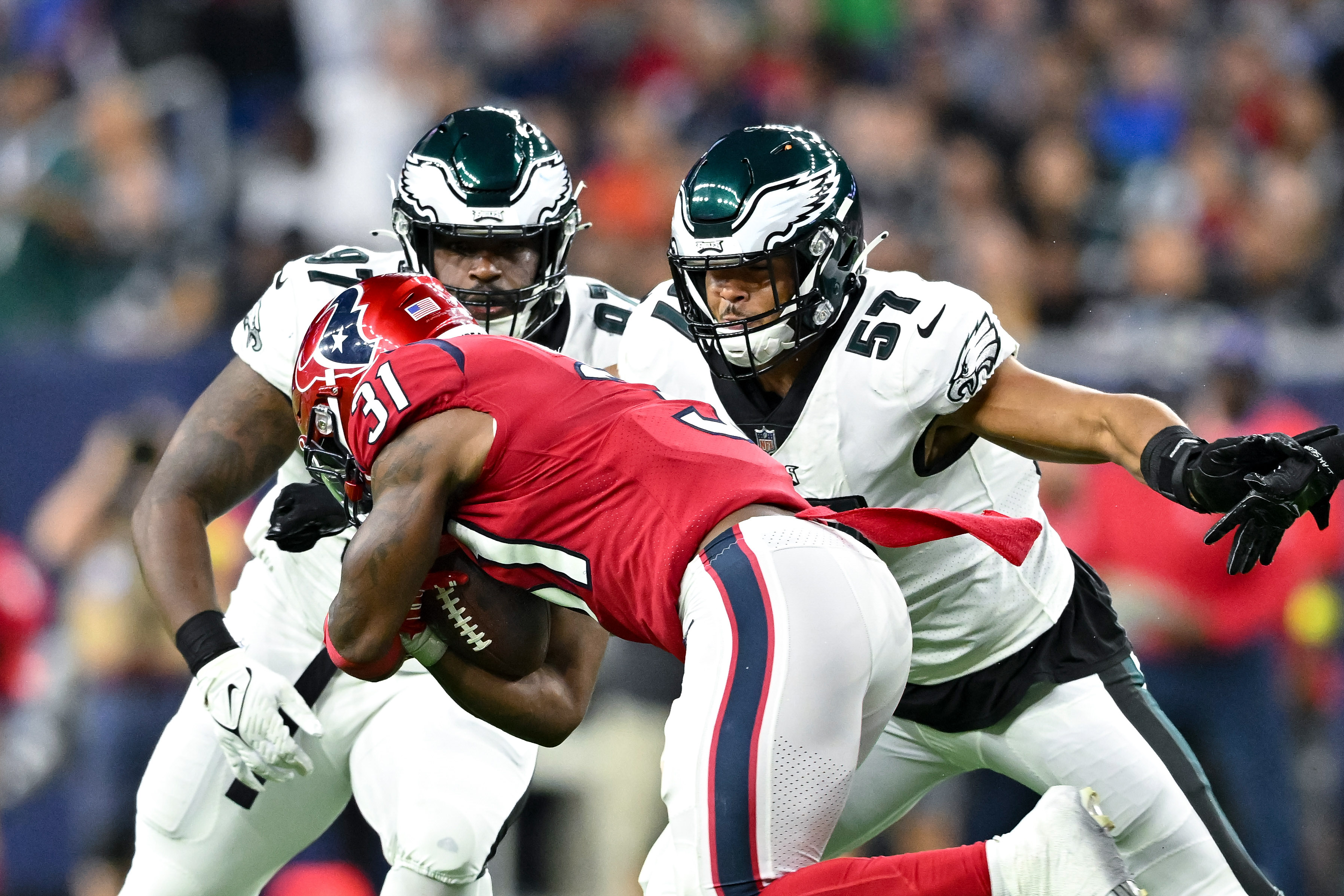 Philadelphia Eagles linebacker T.J. Edwards (57) in coverage