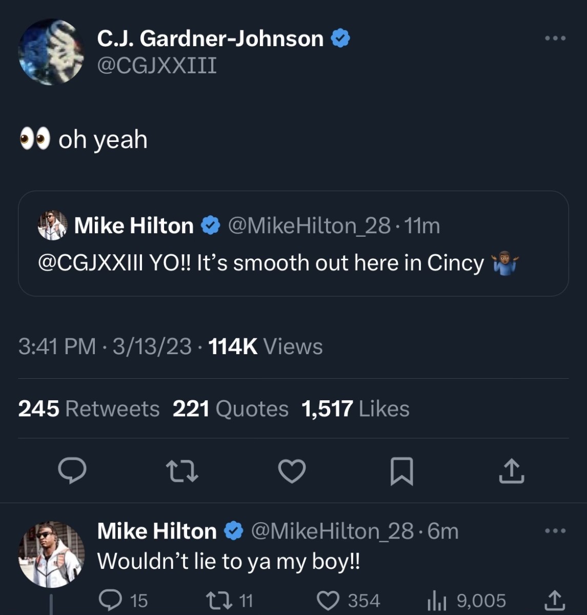 Bengals' Mike Hilton recruits CJ Gardner-Johnson