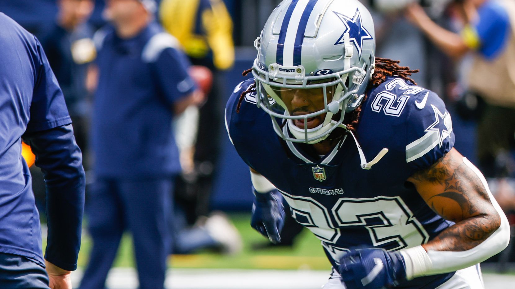 Dallas Cowboys running back Rico Dowdle plunges through a goal-line pileup  for rushing touchdown