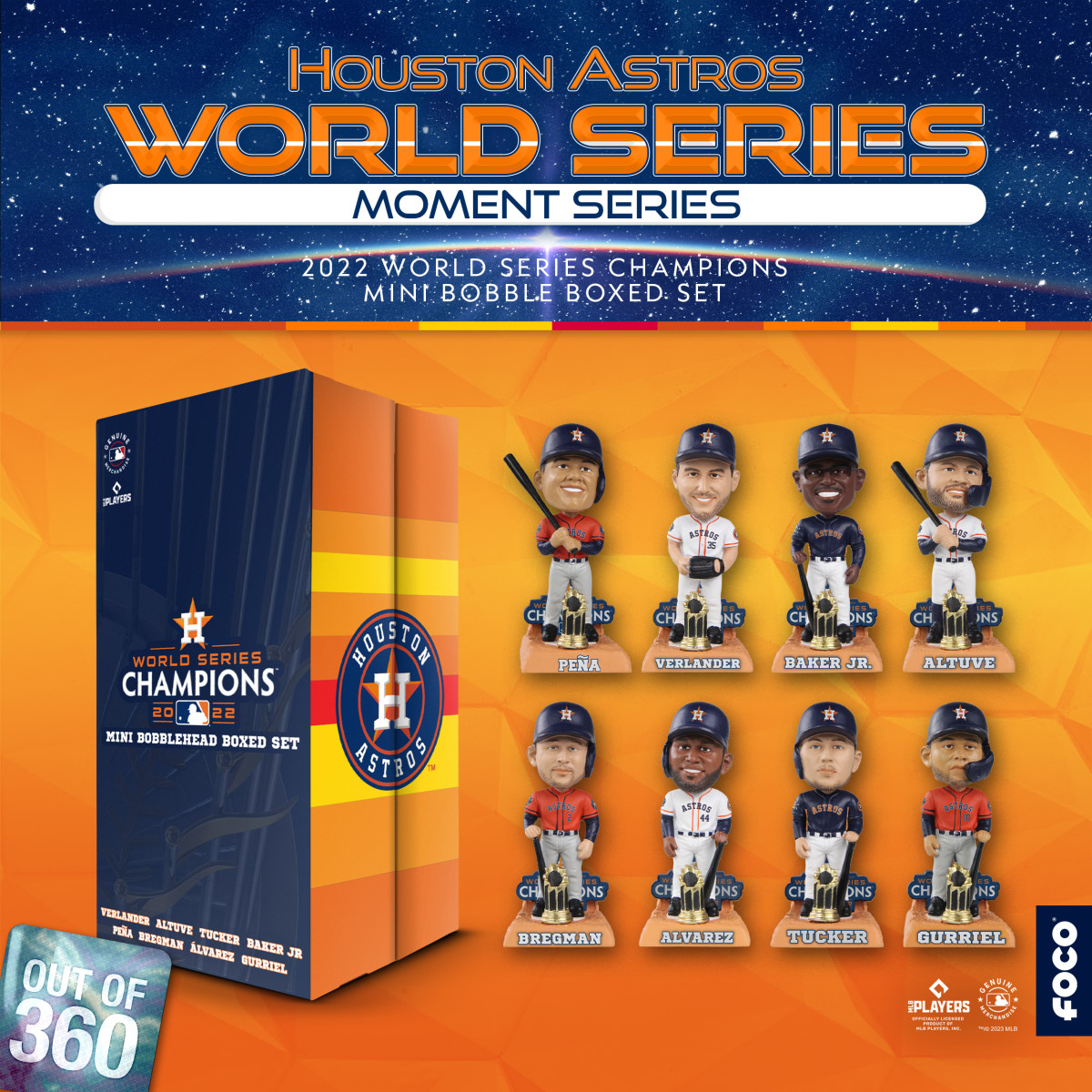 Yuli Gurriel Houston Astros 2022 World Series Champions Orange Jersey FOCO