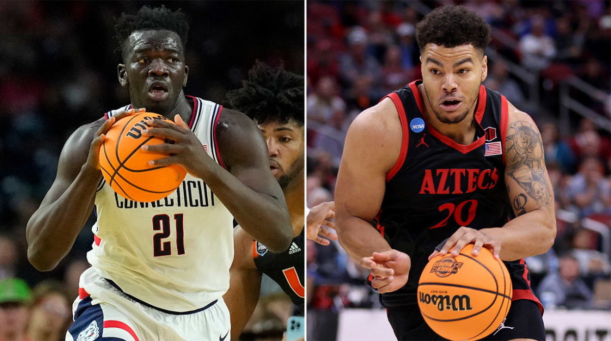 UConn’s Adama Sanogo and San Diego State’s Matt Bradley.