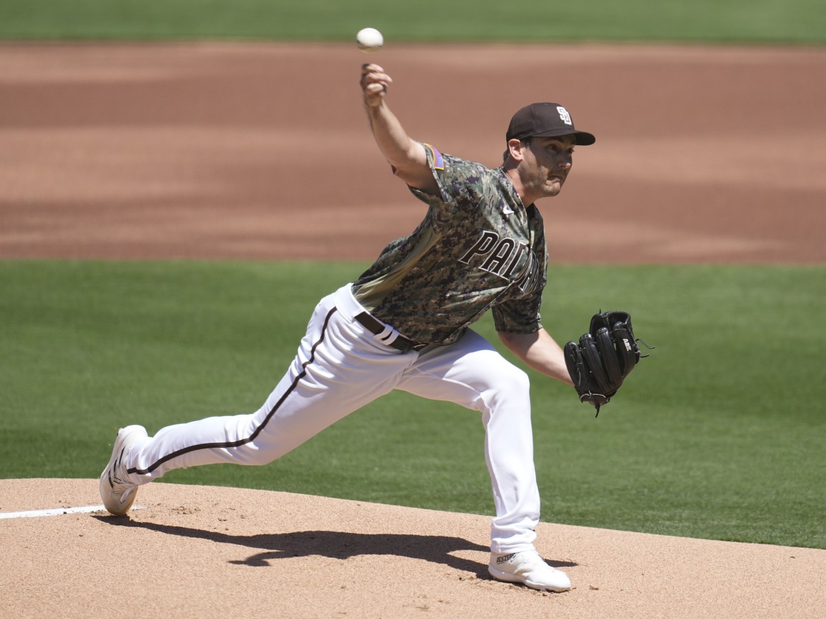 Seth Lugo of the San Diego Padres pitches in the second inning