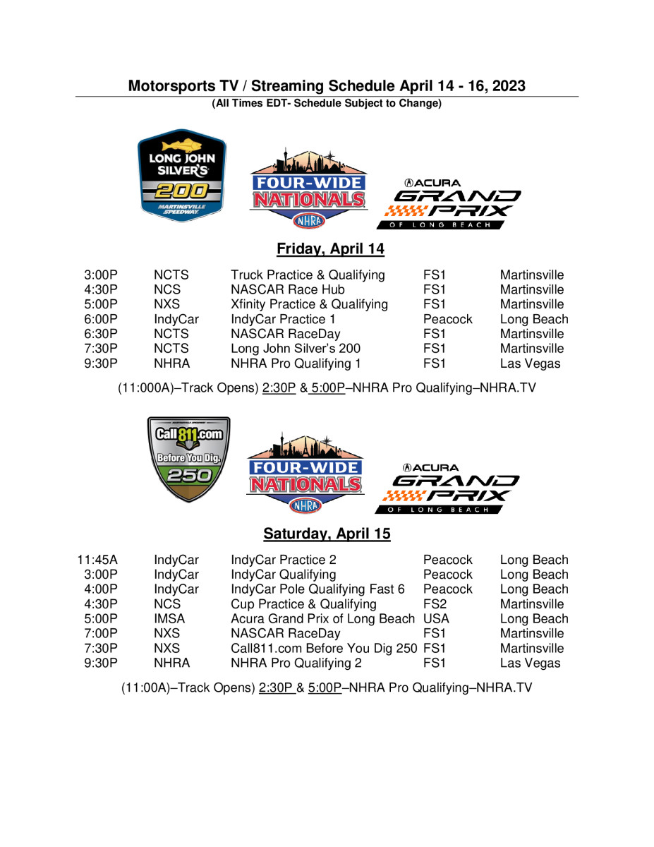 If you love racing, you'll love this weekend's schedule - Auto Racing ...