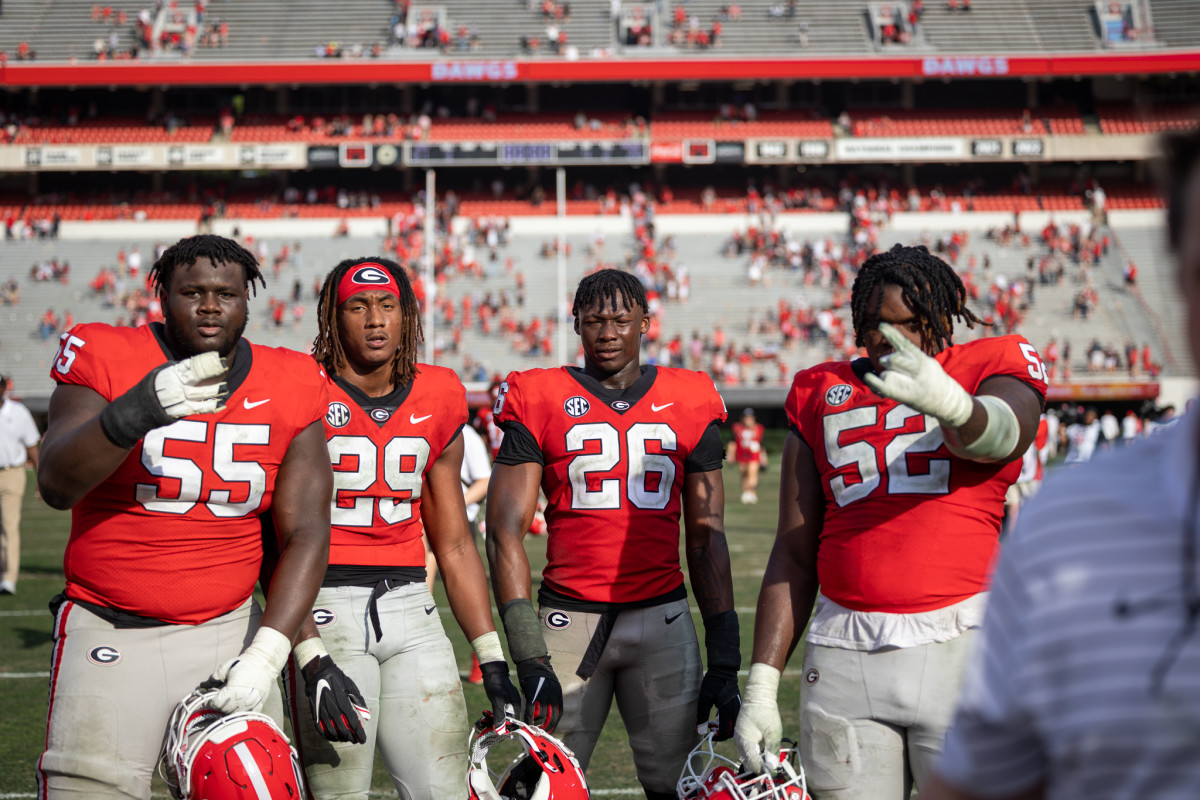 Defensive linemen Jamall Jarrett, Gabriel Harris, Sam M'Pemba, Chisten Miller