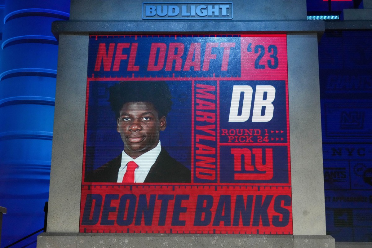 How to buy Deonte Banks N.Y. Giants jersey  Maryland CB was selected by  New York in 1st round of NFL Draft 