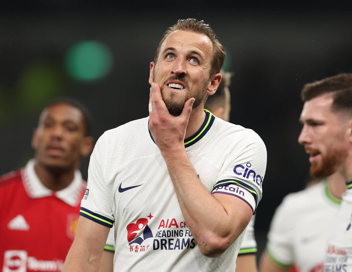 Harry Kane pictured during Tottenham Hotspur's 2-2 draw with Manchester United in April 2023