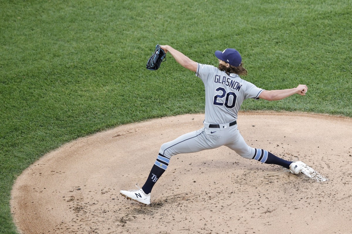 Tyler Glasnow of the Tampa Bay Rays delivers a pitch to the