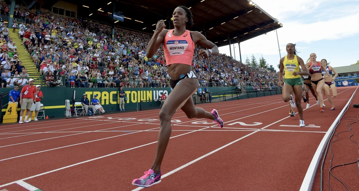 Former Cal star Alysia Johnson Montano at the 2016 Olympic trials in Eugene, Oregon.