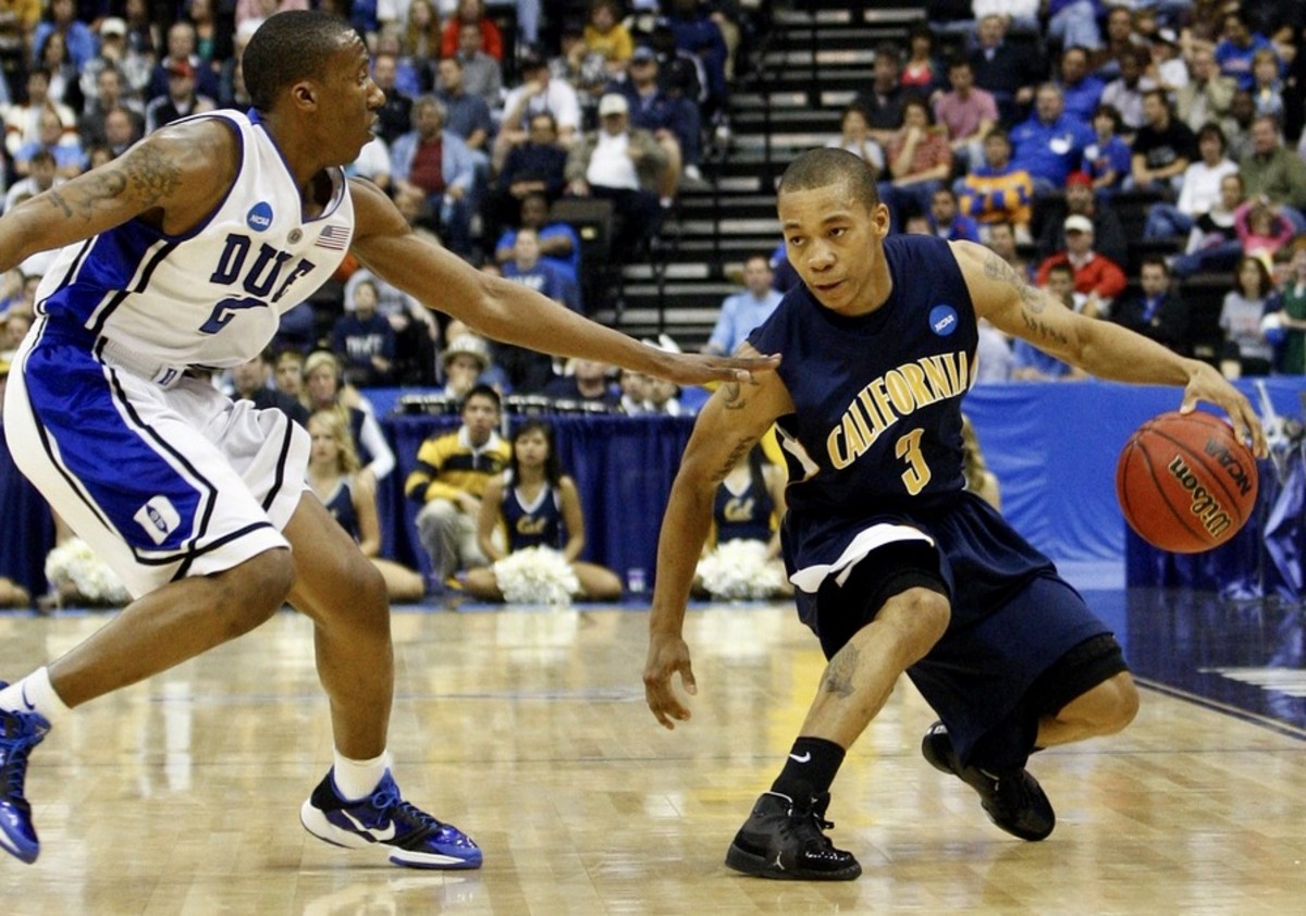 Jerome Randle works against a Duke defender in the 2019 NCAA tournament.