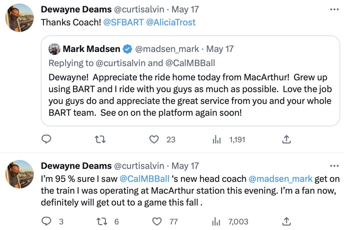 Mark Mark's twitter exchange with a BART conductor