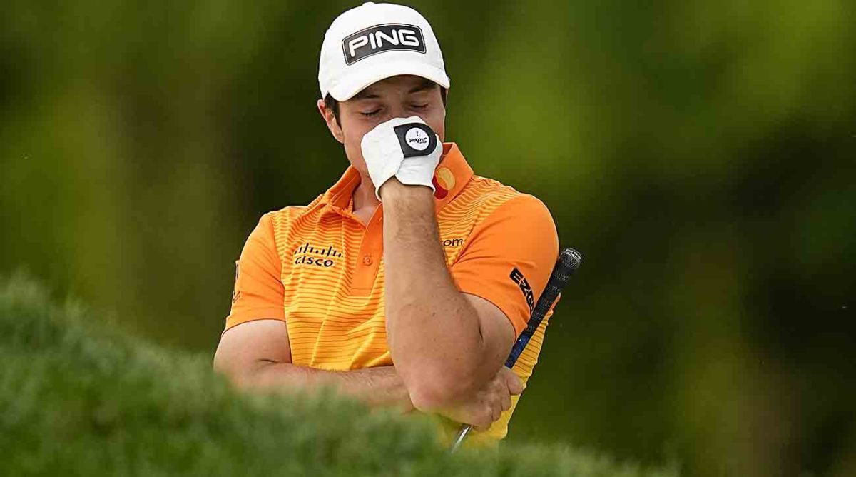 Viktor Hovland is pictured in the final round at the 2023 Championship.