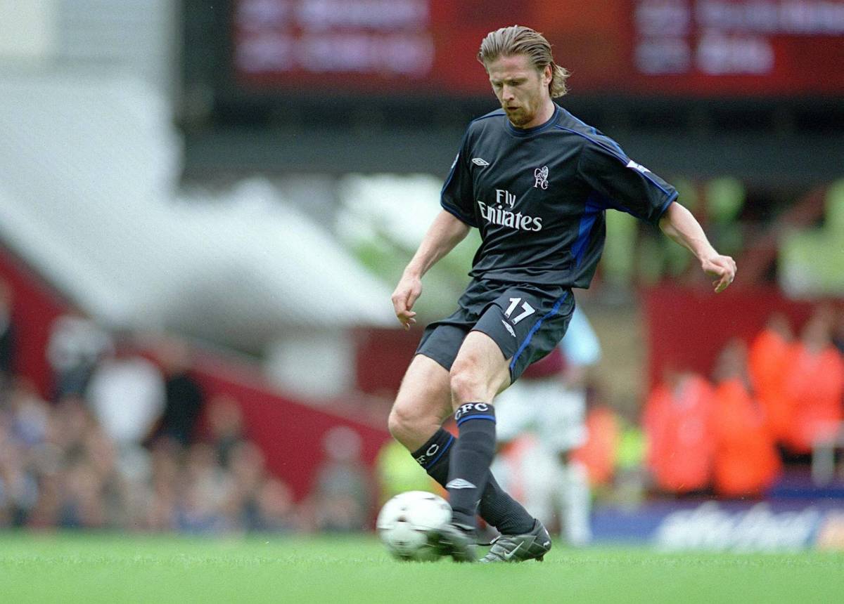 Emmanuel Petit pictured playing for Chelsea in 2003