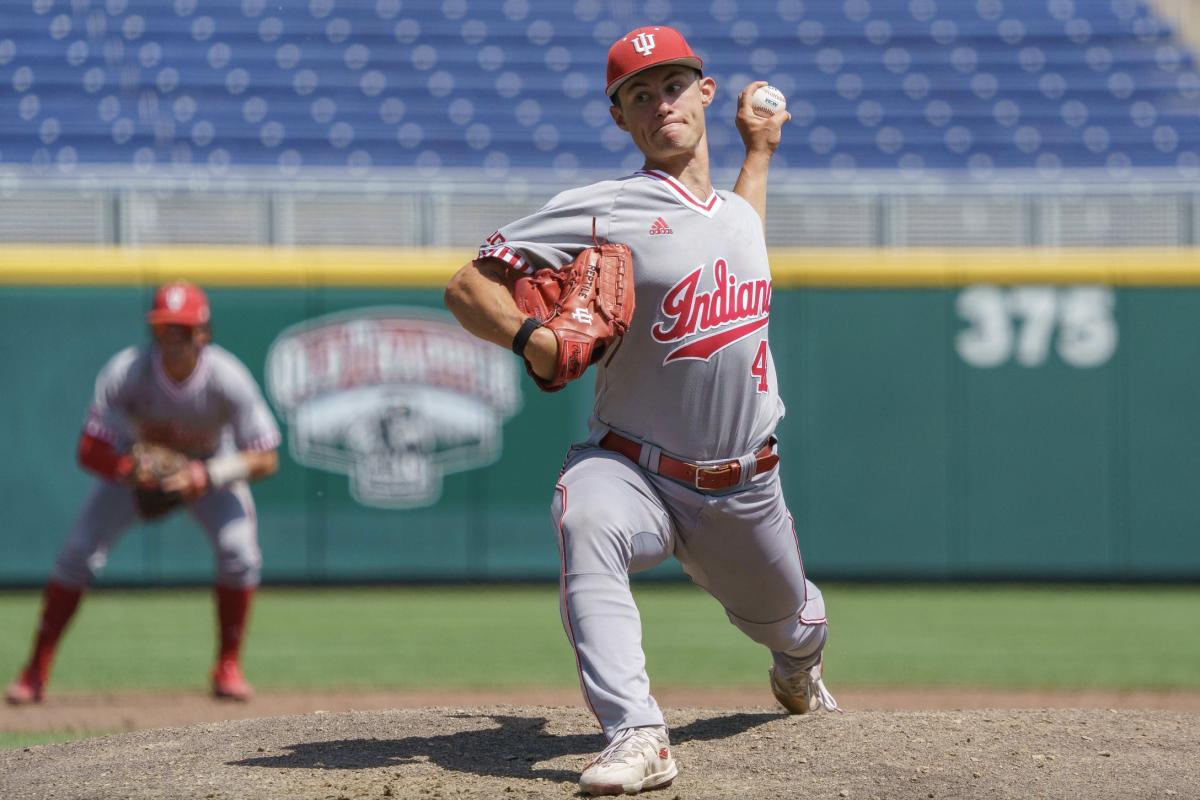 Indiana pitcher Ty Bothwell took the loss Friday, but the Hoosiers' shoddy defense also didn't help, allowing unearned runs in both the third and fourth innings. (Photos courtesy of Big Ten)