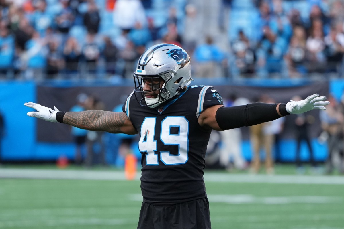 Carolina Panthers linebacker Frankie Luvu during a NFL preseason