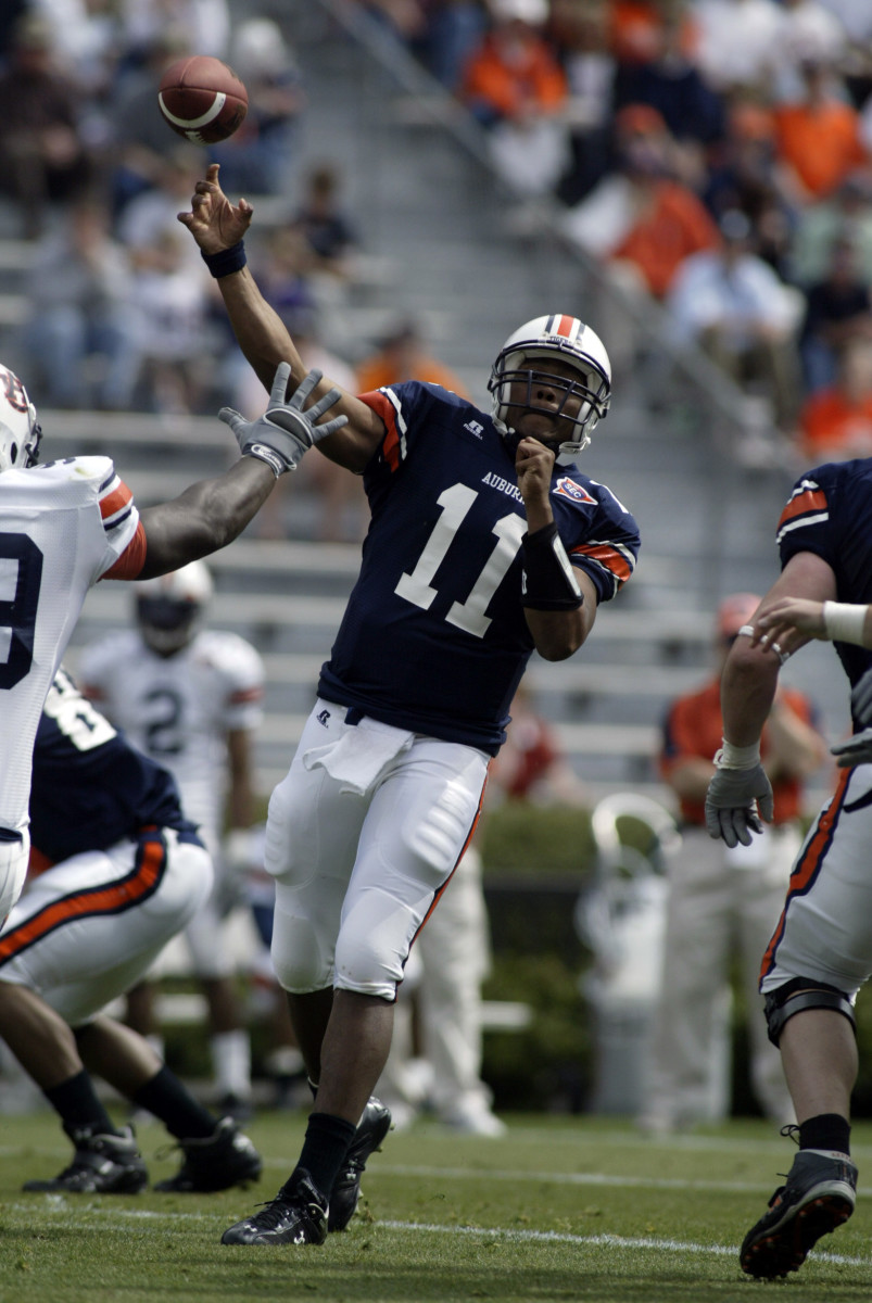 Mar 18, 2006: Auburn, AL, USA; Auburn Tigers quarterback Calvin Booker (11) throws a pass during the annual A-Day Game at Jordan Hare Stadium in Auburn, AL. Mandatory Credit: Photo by John Reed-USA TODAY Sports Copyright (c) 2006 John Reed