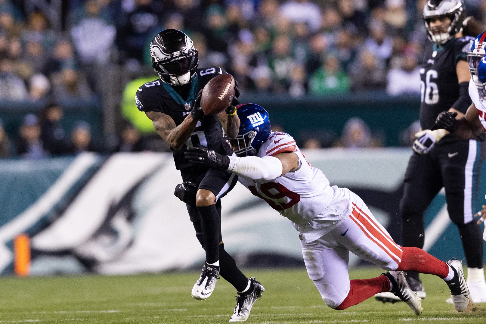 New York Giants linebacker Tomon Fox (49) walks off the field