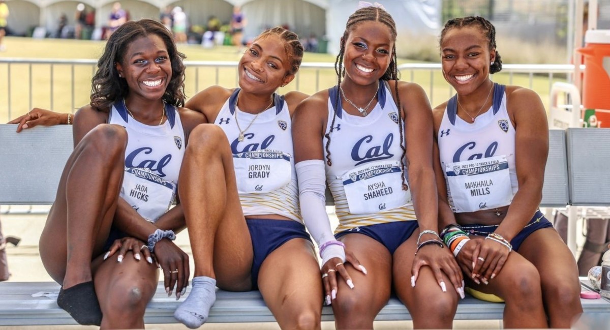 Cal's 4x100 relay team of Jada Hicks, Jordyn Grady, Aysha Shaheed and Makhaila Mills.