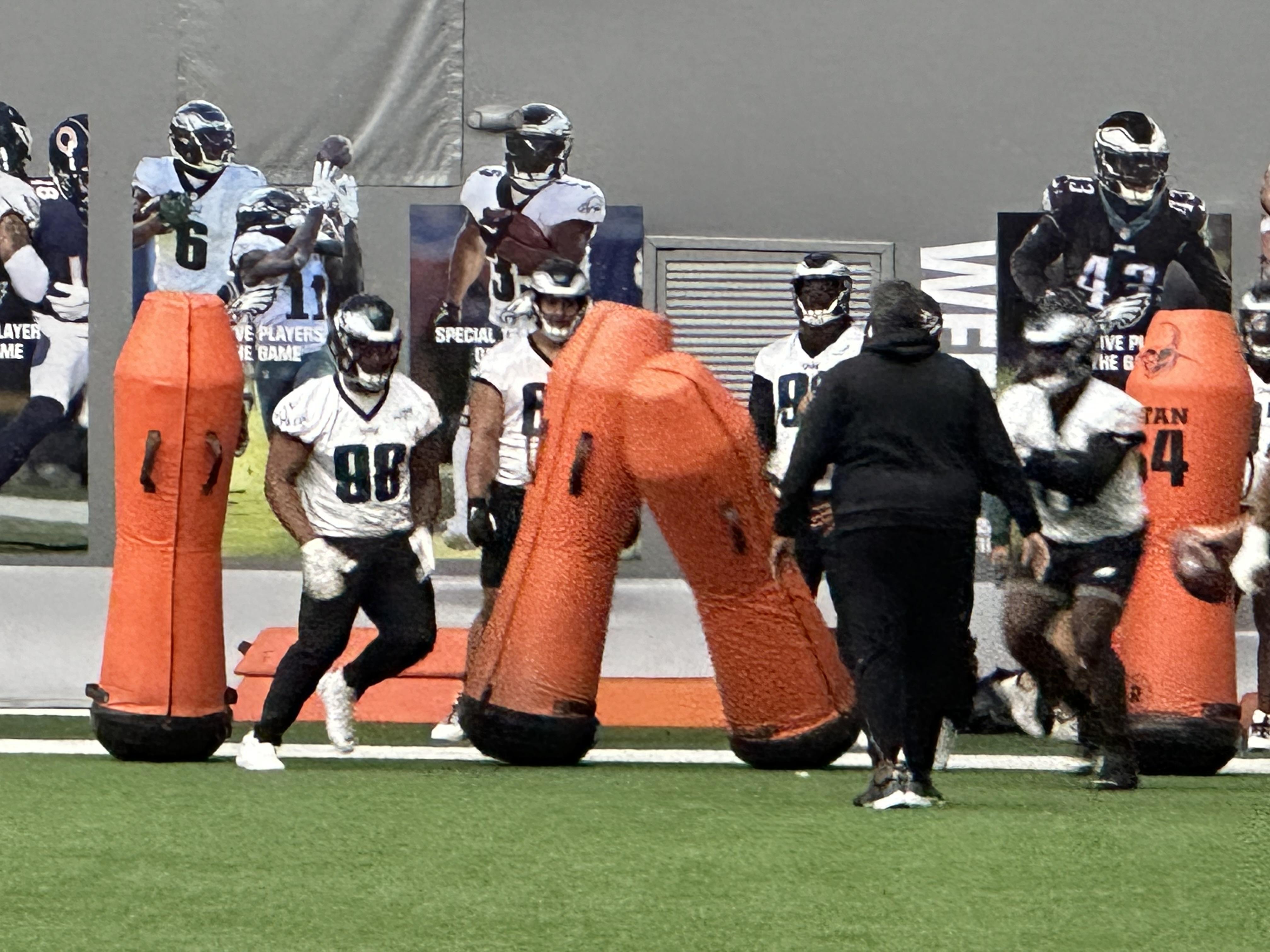 Philadelphia Eagles' Nolan Smith runs a drill during practice at