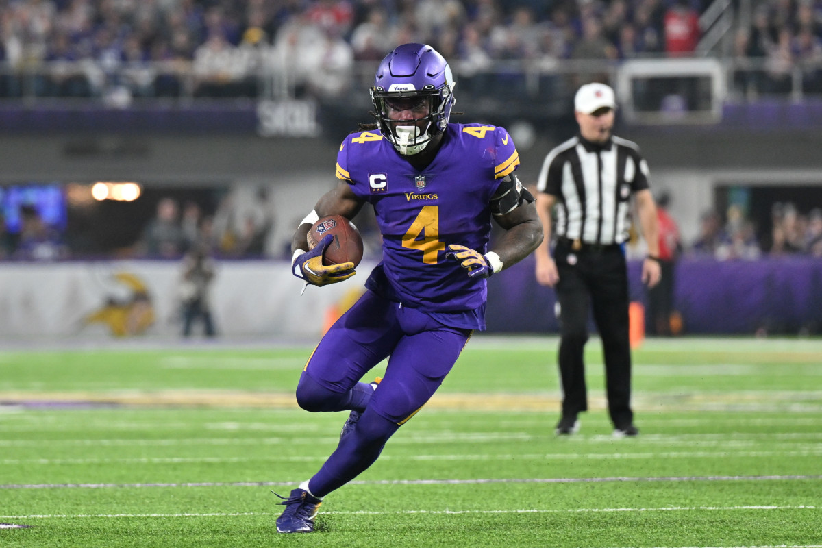 Minnesota Vikings running back Dalvin Cook (4) in action during the game against the New England Patriots at U.S. Bank Stadium. Jeffrey Becker-USA TODAY Sports