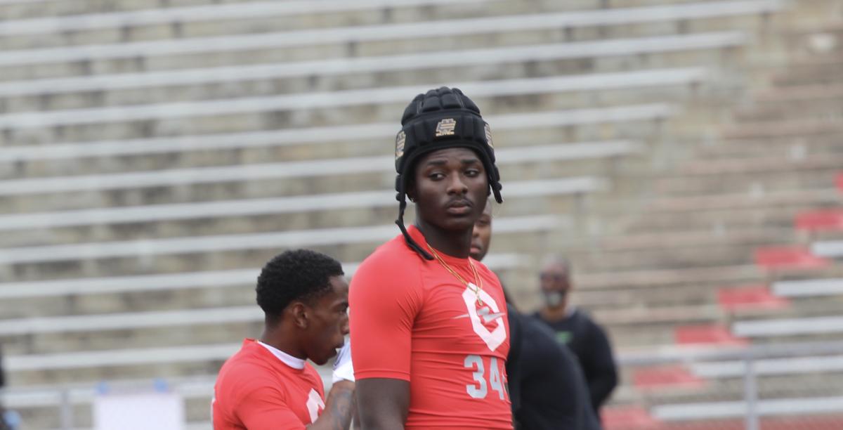 2026 5-star TE Kendre Harrison during the Elite 11 in Los Angeles, California. (Photo by Evan Crowell)