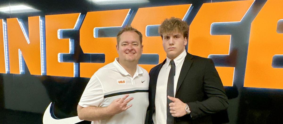 2026 DL Preston Carey with Tennessee HC Josh Heupel