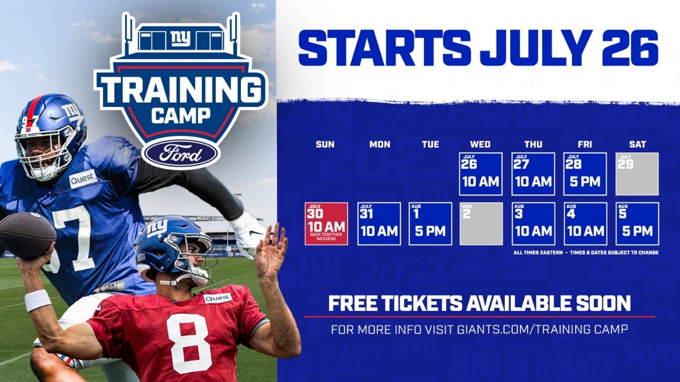 NY Giants 2023 training camp: When will tickets to attend practices be  available? Are they free? - AS USA