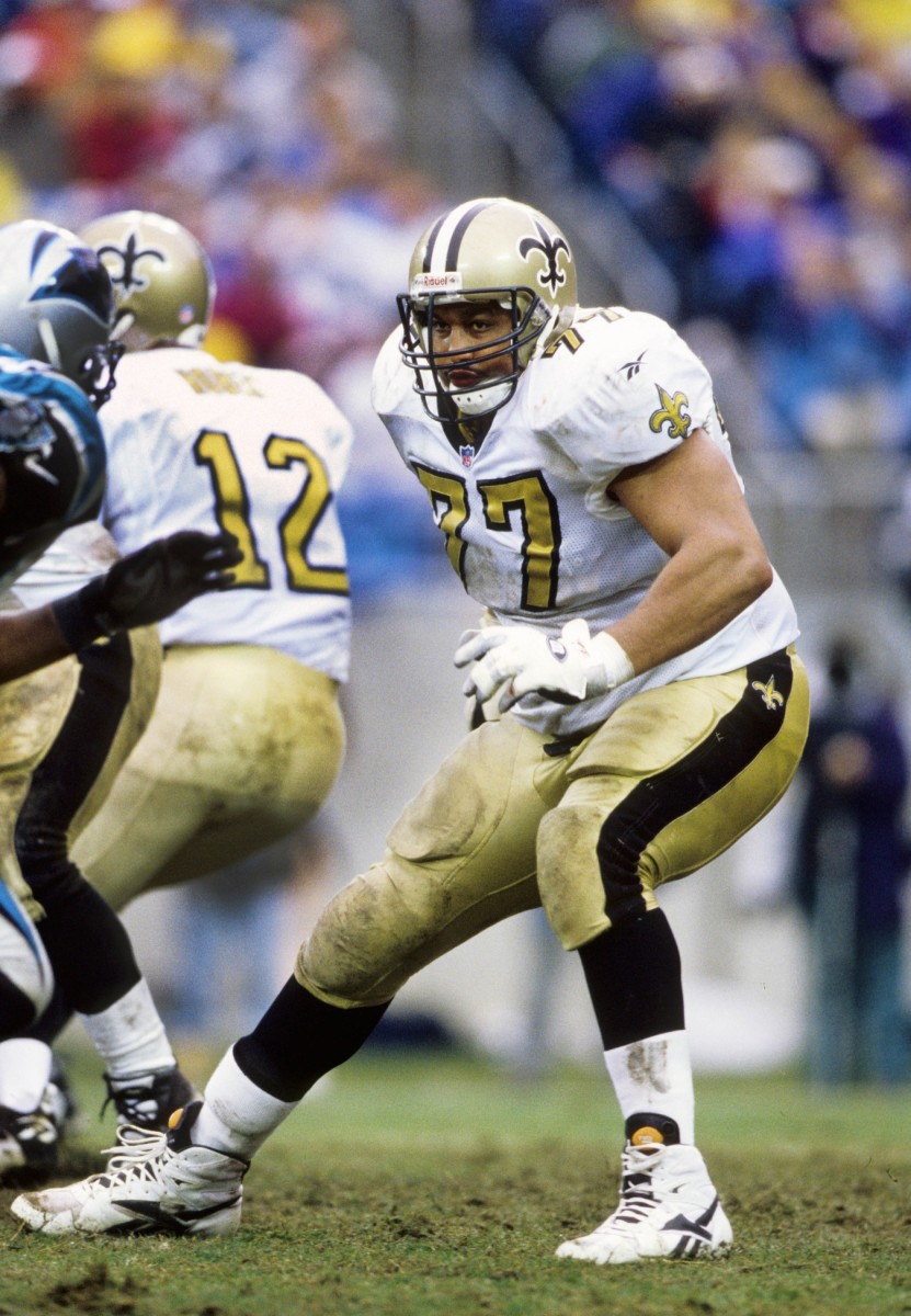 Nov 30, 1997; FILE PHOTO; New Orleans Saints tackle Willie Roaf (77) in action against the Carolina Panthers. Mandatory Credit: USA TODAY Sports