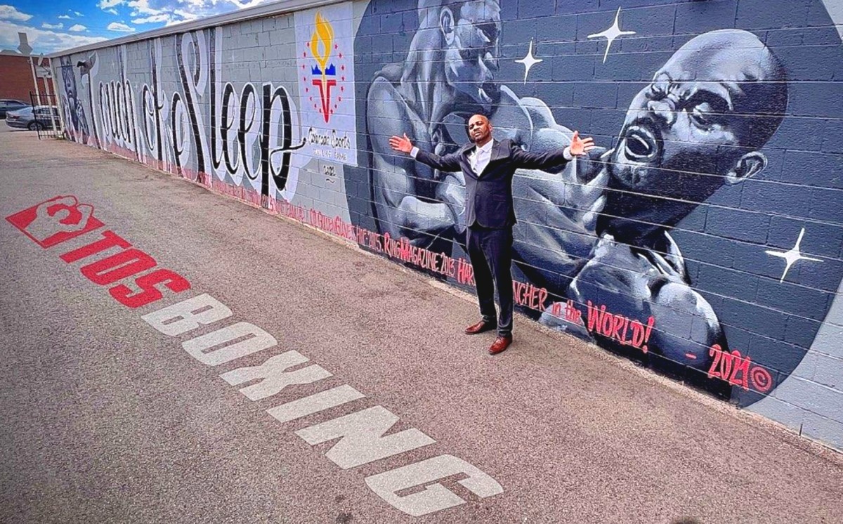 DaVarryl Williamson posed outside TOS Boxing gym in Englewood, Colorado