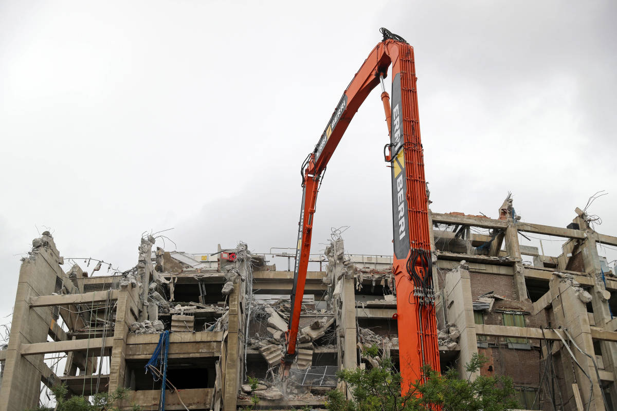 A photo taken in July 2023 during the demolition phase of the redevelopment project at Barcelona's Camp Nou stadium