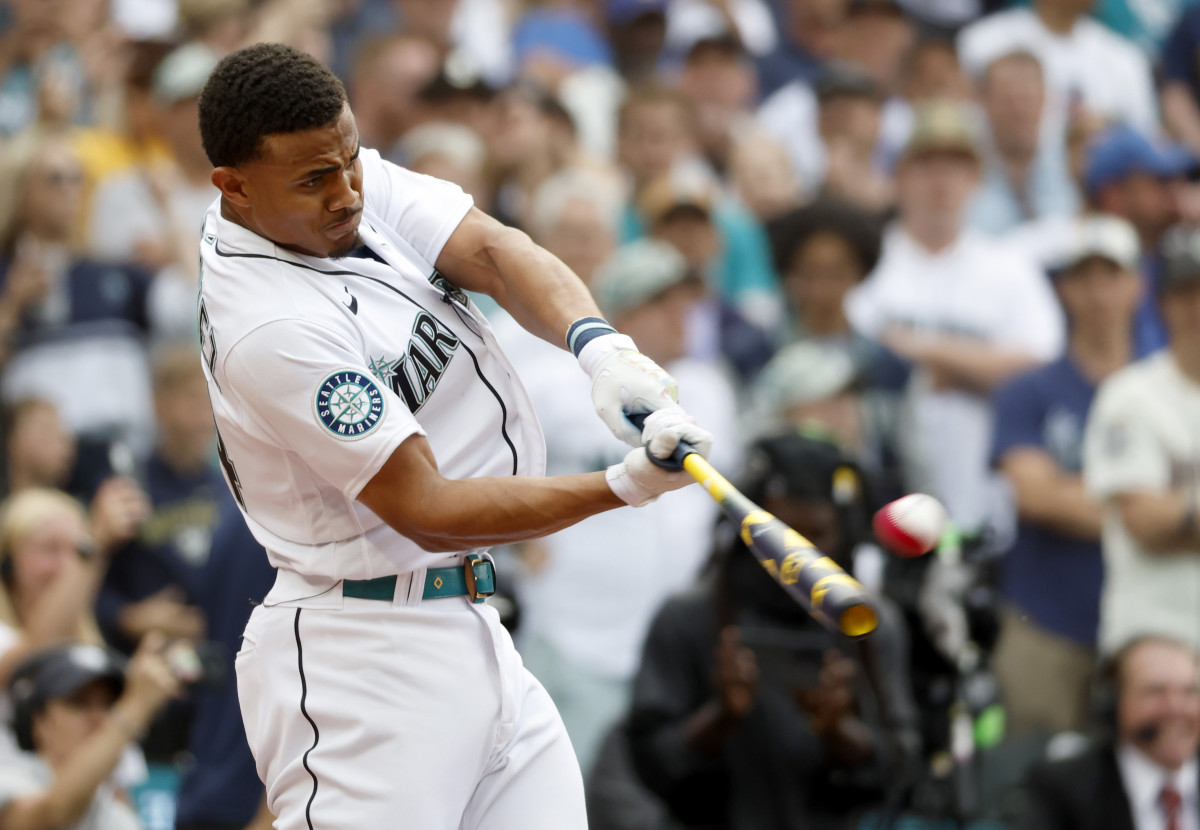 Seattle Mariners center fielder Julio Rodriguez (44) during the All-Star Home Run Derby at T-Mobile Park.