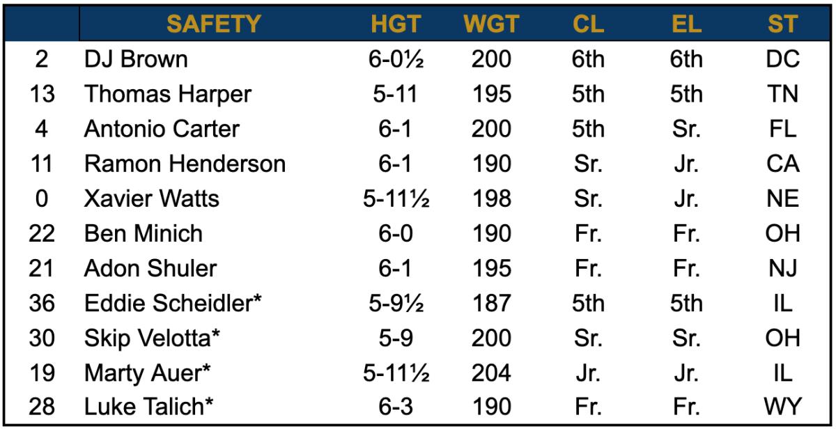 2023 Depth Chart - S