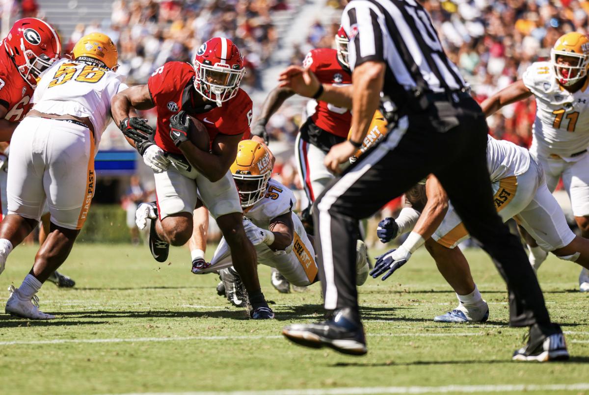 Georgia running back Kenny McIntosh during a game against Kent State on Dooley Field at Sanford Stadium in Athens, Ga. (Photo by Tony Walsh)