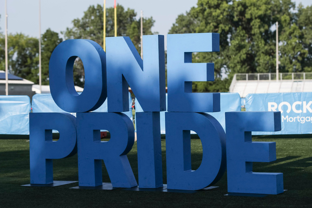 Detroit Lions One Pride sign featured at training camp