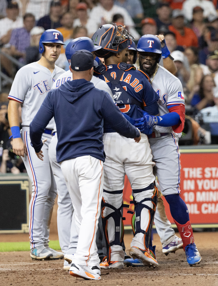 Astros-Rangers benches clear: Houston vs. Texas series finale nearly comes  to blows as Martin Maldonado confronts Marcus Semien - ABC13 Houston