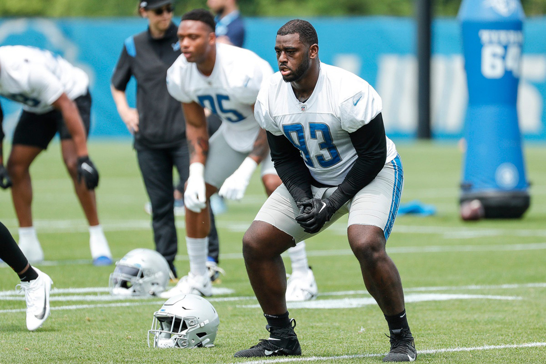 Detroit Lions running back Mohamed Ibrahim runs a drill during an NFL  football practice in Allen Park, Mich., Monday, June 12, 2023. (AP  Photo/Paul Sancya Stock Photo - Alamy