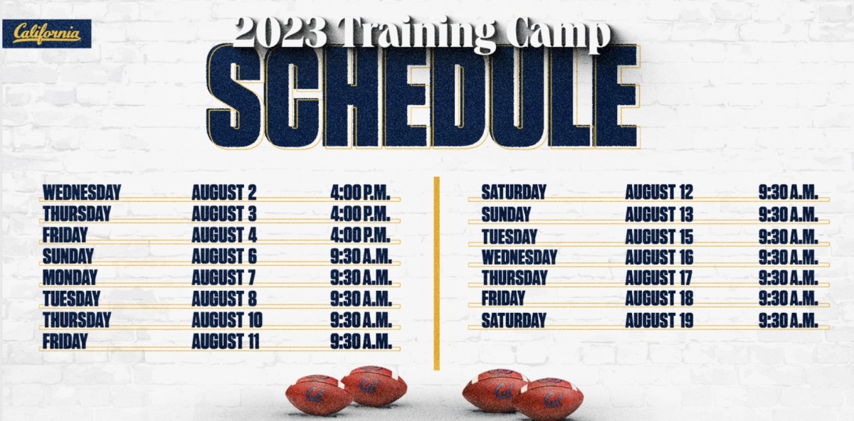 Cal Football Fall Camp Opens Wednesday Afternoon in Prep for Sept. 2