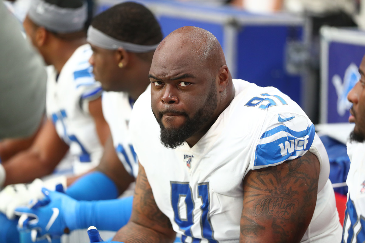 Detroit Lions defensive tackle A'Shawn Robinson (91) against the Arizona Cardinals at State Farm Stadium in 2019.