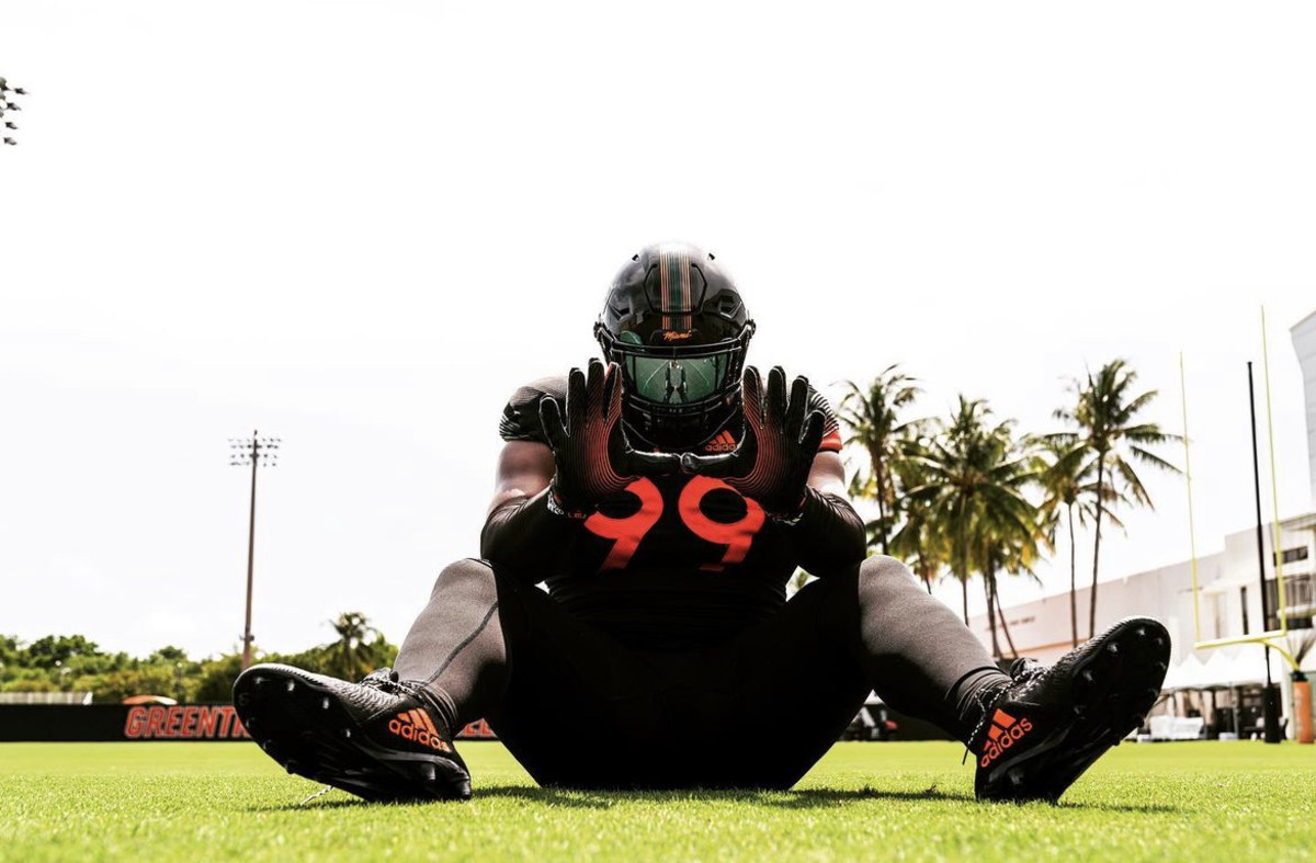 4-star Miami DL commit Artavius Jones during his official visit to Miami in Coral Gables, Florida, on June 23, 2023. (Photo courtesy of Artavius Jones)