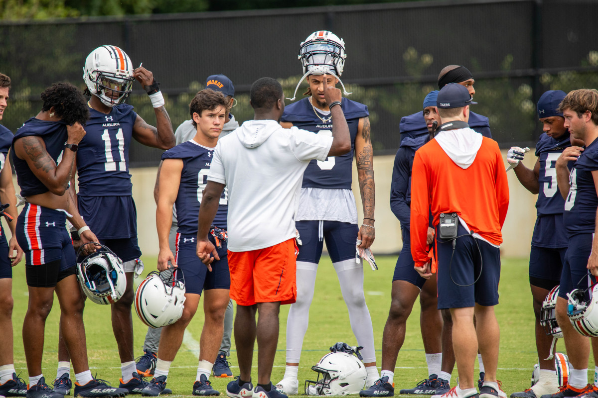 Shane Hooks, Marcus Davis, Nick Mardner at Auburn football practice