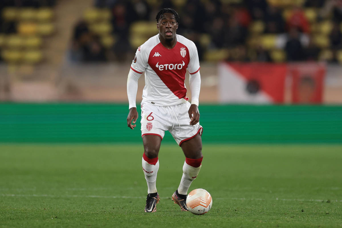 Axel Disasi pictured playing for AS Monaco during the 2022/23 season