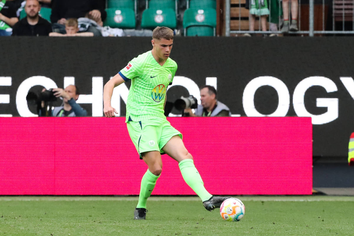 Micky van de Ven pictured playing for Wolfsburg during the 2022/23 season