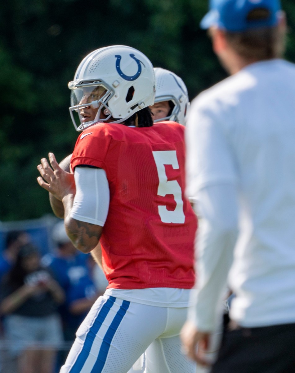 Colts No. 1 pick Anthony Richardson goes through drills under the watchful eye of coach Shane Steichen.