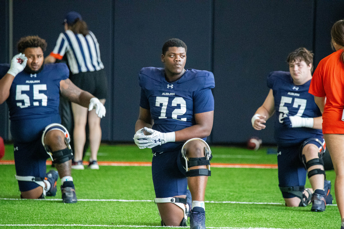 Izavion Miller, Braydn Joiner and Harrison Clemner at Auburn football practice - Eric Starling/Auburn Daily